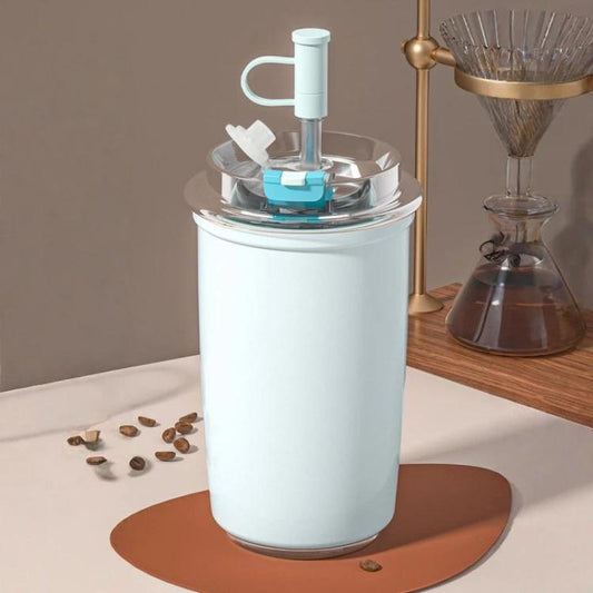 316 Stainless Steel Insulated Coffee Cup Vacuum Double-Wall Straw Cup, 300ml