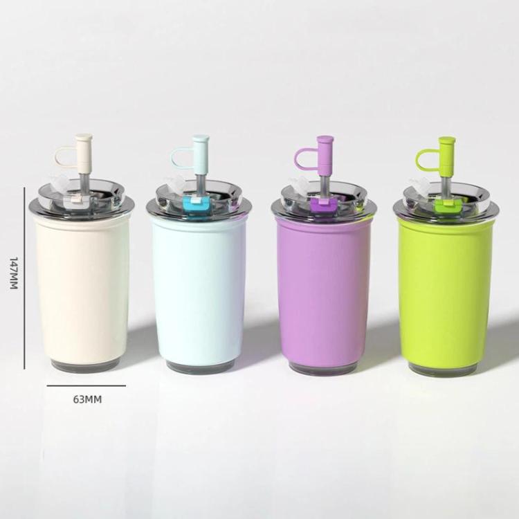 316 Stainless Steel Insulated Coffee Cup Vacuum Double-Wall Straw Cup, 300ml