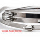 Stainless steel hose clamp band with cross-head tightening screw, close-up detail