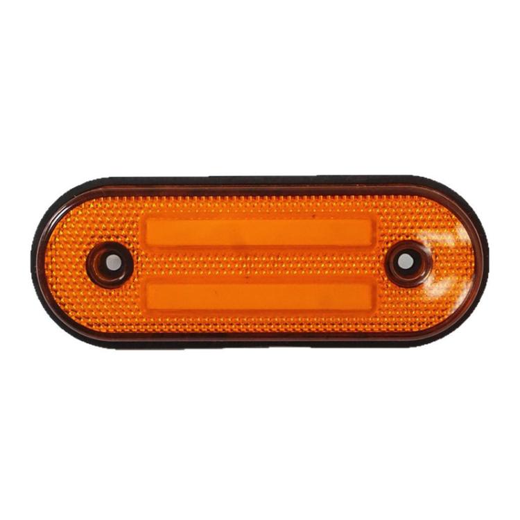 Amber oval LED side marker lamp with black frame and two rectangular light strips