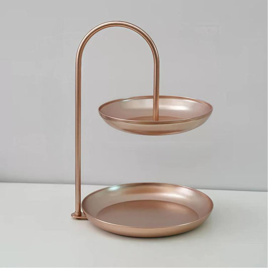 Decorative Wrought Iron Two-Tier Tray Multi-Purpose Serving And Display Plate For Parties And Daily Use