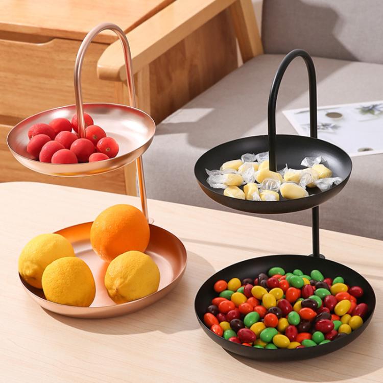 Decorative Wrought Iron Two-Tier Tray Multi-Purpose Serving And Display Plate For Parties And Daily Use