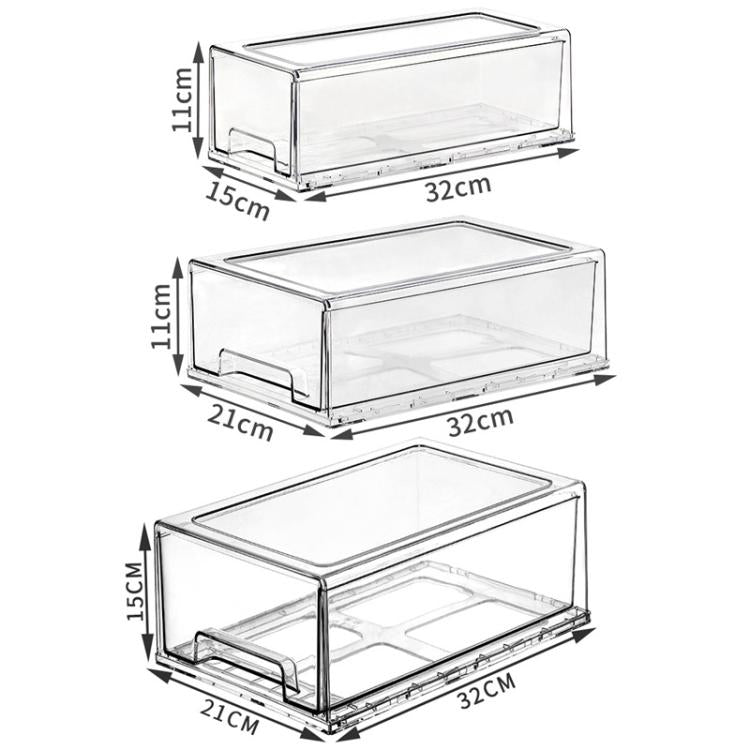 Transparent Thickened Storage Box Stackable Drawer-Style Desktop Organizer, Small, Large, Extra Large