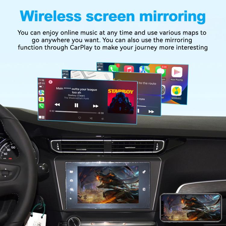 Wireless screen mirroring on car infotainment display with connected device
