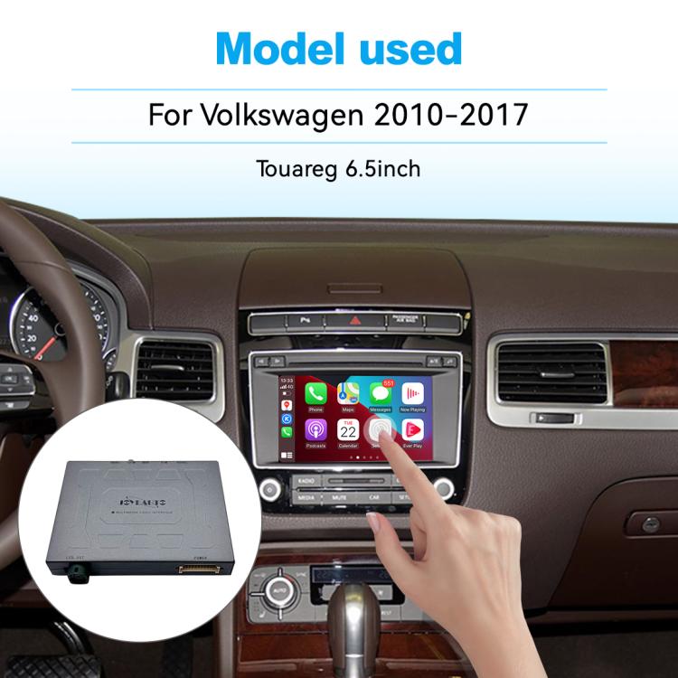 Wireless CarPlay module in dash setup for Volkswagen Touareg, screen shown