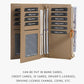 Beige long wallet open, showing card slots and coin area with zipper closure