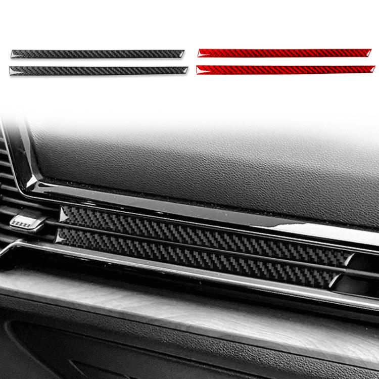 Carbon-fiber vent trim strips, black and red pair