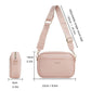 Pink crossbody bag with adjustable shoulder strap, compact square zip pouch