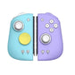 Two-tone blue and purple split game controller with joystick and ABXY face buttons