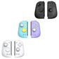 Turquoise and purple split game controller set with joysticks and ABXY face buttons