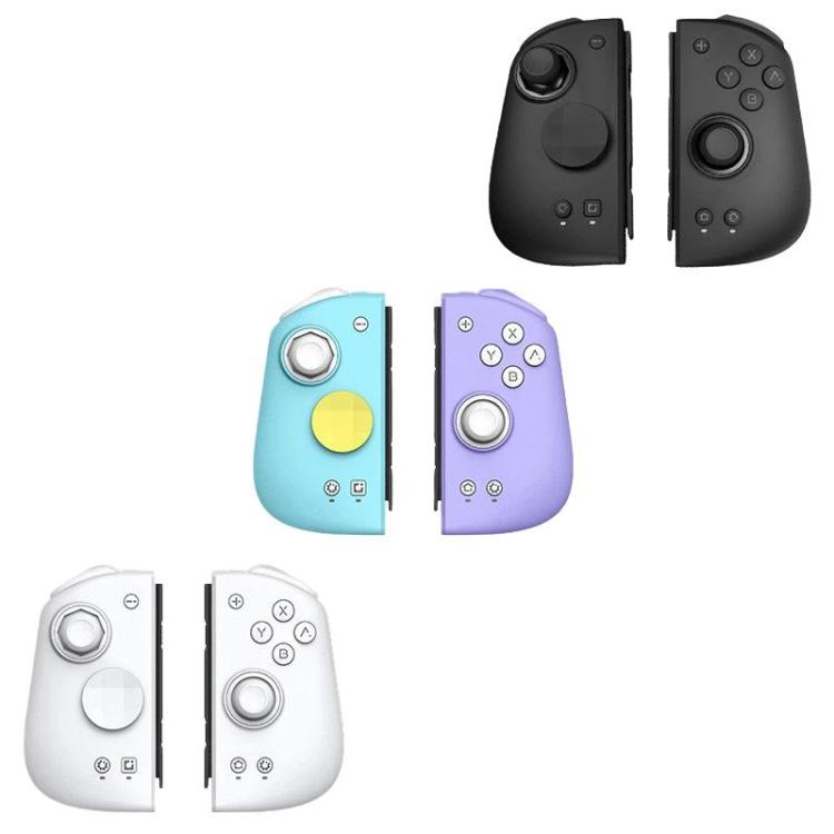 Turquoise and purple split game controller set with joysticks and ABXY face buttons
