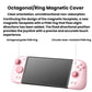Pink split game controller with touchscreen and ring-style joystick cover