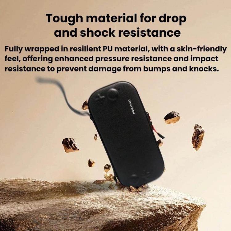Black shockproof storage case shown from side during impact test