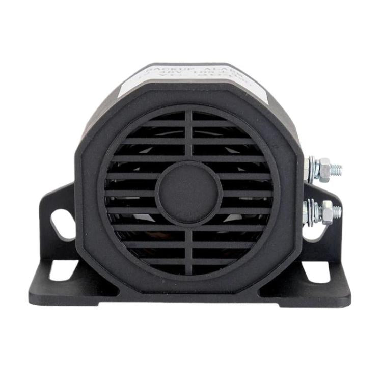 12–80V waterproof reversing alarm horn with black grille and mounting bracket