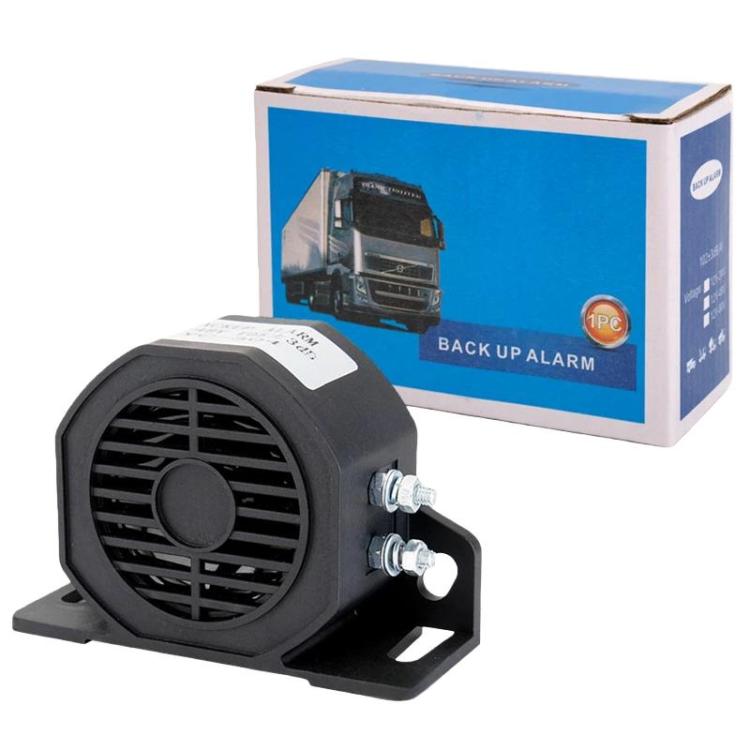 Reversing alarm horn set with black unit and retail box packaging