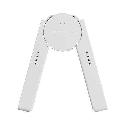 White Switch controller charging grip stand with dual side rails and indicator dots
