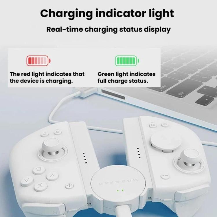 White charging grip with green charging indicator light and real-time status
