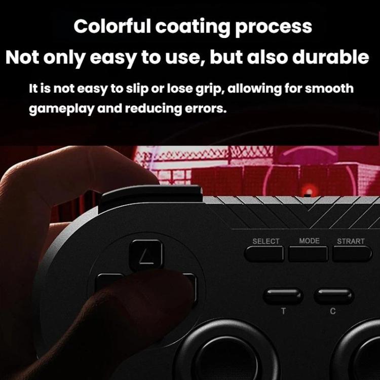 Wireless game controller close-up with D-pad, thumbsticks, and Select/Start area