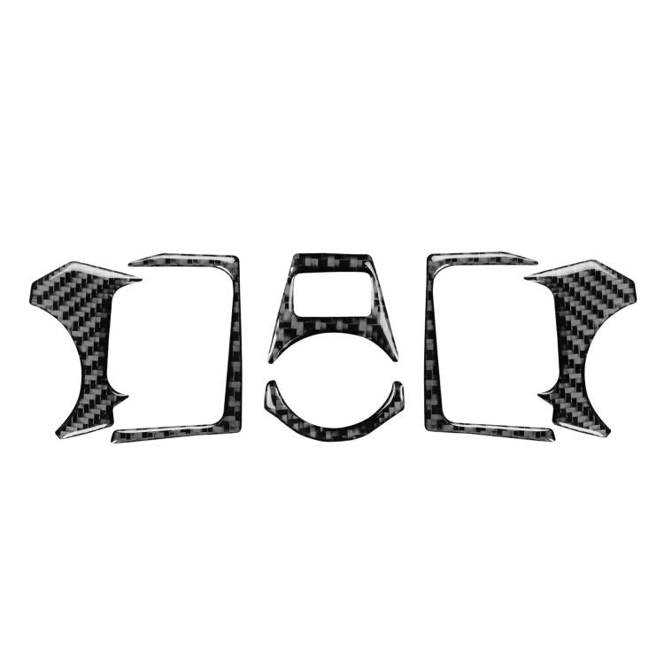 Set of black carbon-fiber style car interior decoration stickers, 6 pieces