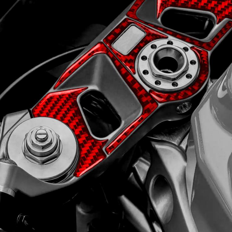 Red carbon-fiber style interior trim sticker set with cutout panels