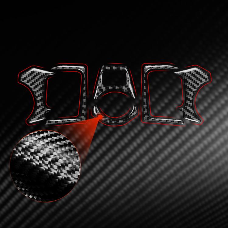 Red-accented carbon-fiber style car interior decoration sticker set, 6 pieces