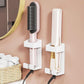 White no-drill wall-mount curling iron holder with cord clips and heat-resistant base