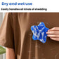 Blue felt star lint remover pad with absorbed pet hair