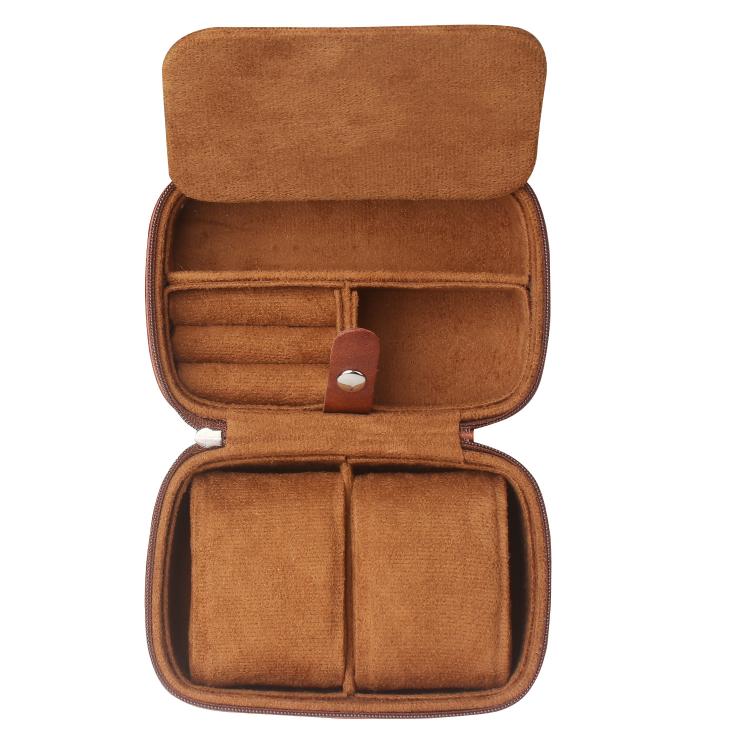 Lily-patterned Watch Case With Zipper Leather Watch Storage Pouch