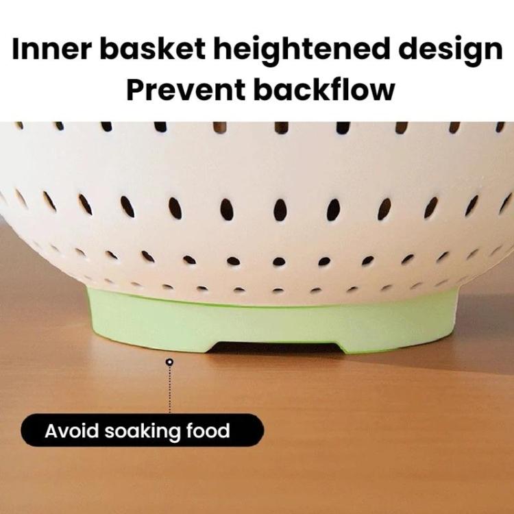 Vegetable Washing Draining Basket Multi-Functional Double-Layer Rice Washing Basin, Small, Large, Large+Small