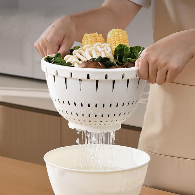Vegetable Washing Draining Basket Multi-Functional Double-Layer Rice Washing Basin, Small, Large, Large+Small