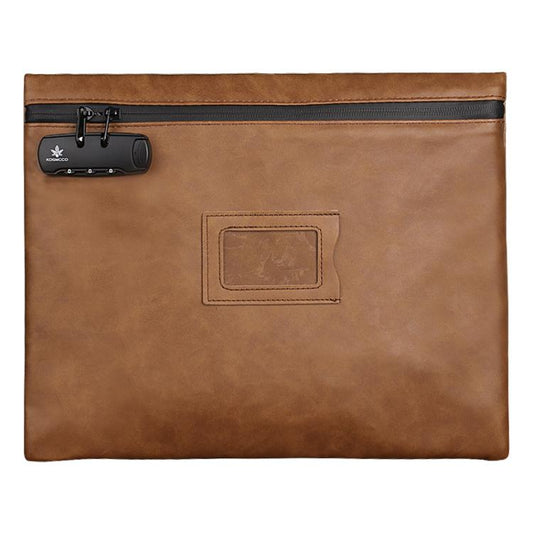 KOSMCCO CL250 Password Lock Leather Document Pouch A4 Large Capacity File Organizer ID Holder