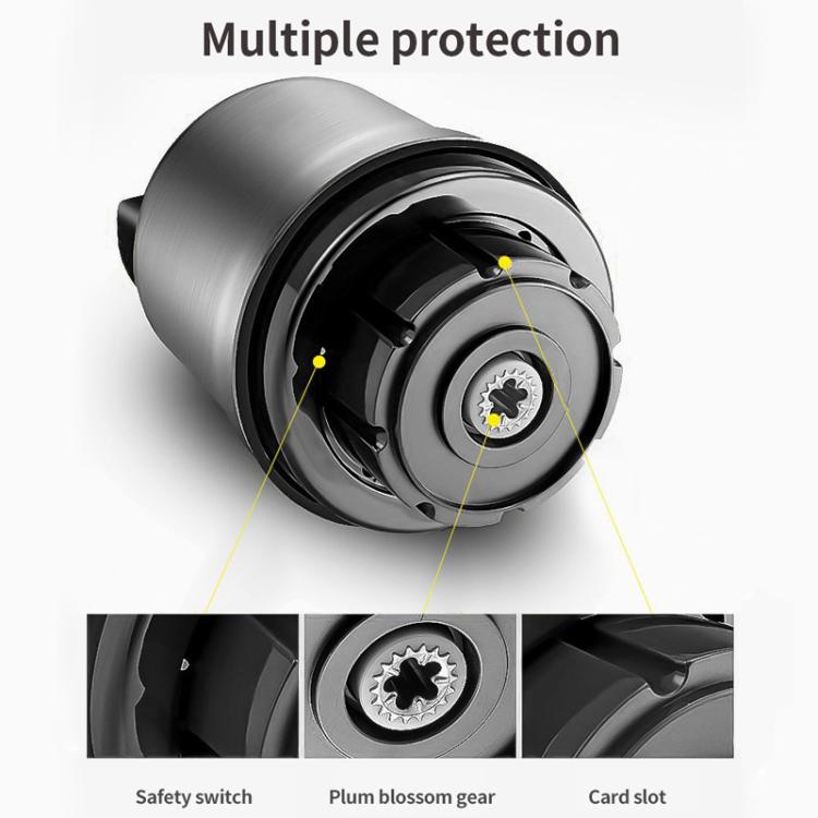 Protective gear system inside stainless steel grinder with safety switch and gear