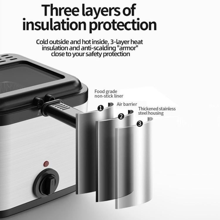 Electric deep fryer with stainless steel body and front handle