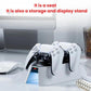 White charging dock for two controllers with stand and storage base