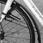 Black front bike fender mounted over the front wheel