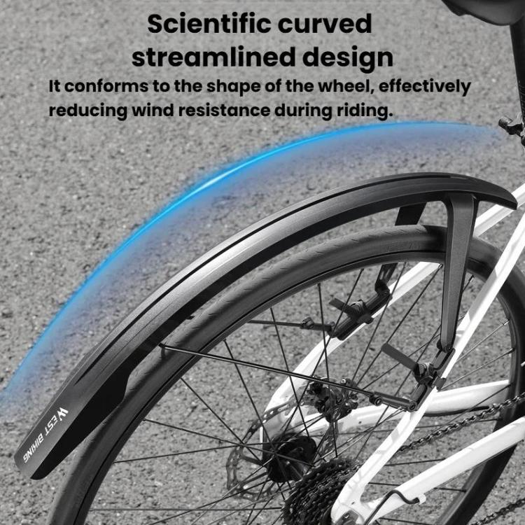 Curved black front bike fender for wheel coverage