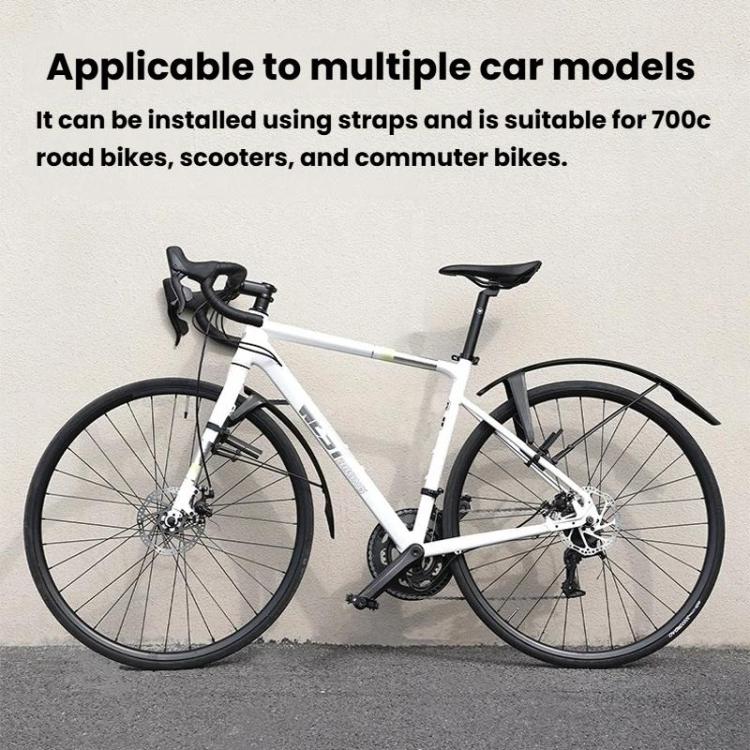 Bike with installed front and rear black extended mudguards
