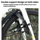 Black rear mudguard mounted with straps and brackets on bike frame