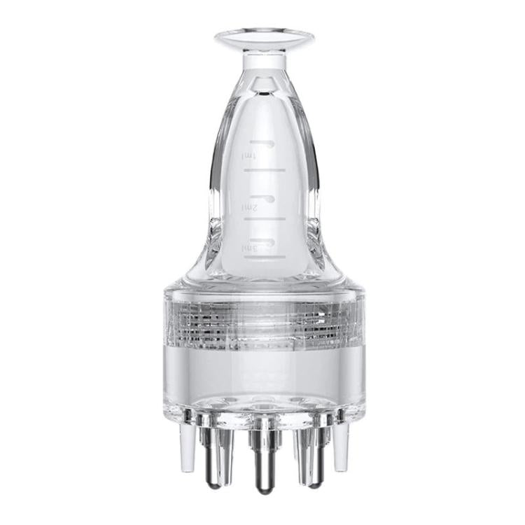 Clear scalp serum applicator with roller massage comb and multiple dispensing tips