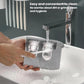 White wall-mounted toothbrush holder with detachable toothpaste tubes and mouthwash cup