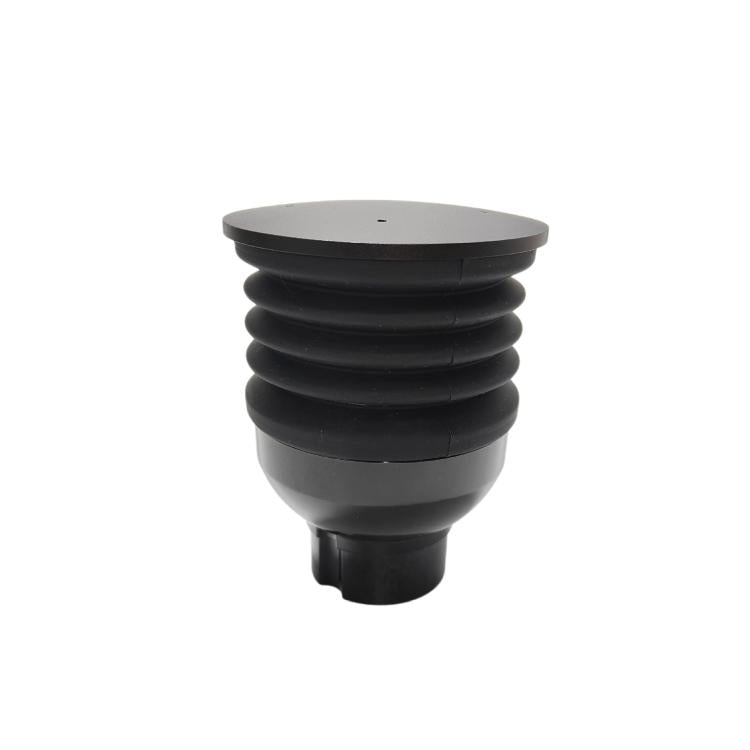 Black ribbed bean hopper air blower attachment with round top and outlet cup