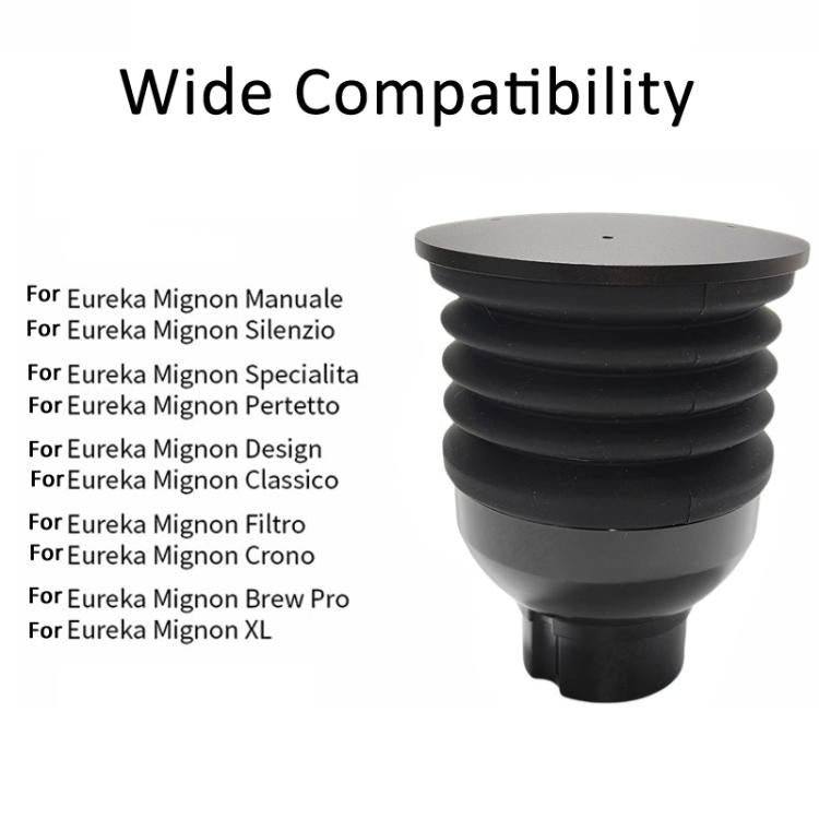 Black ribbed bean hopper air blower attachment with flat round top lid