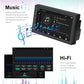 9-inch Android car navigation head unit with music and hi-fi interface screens