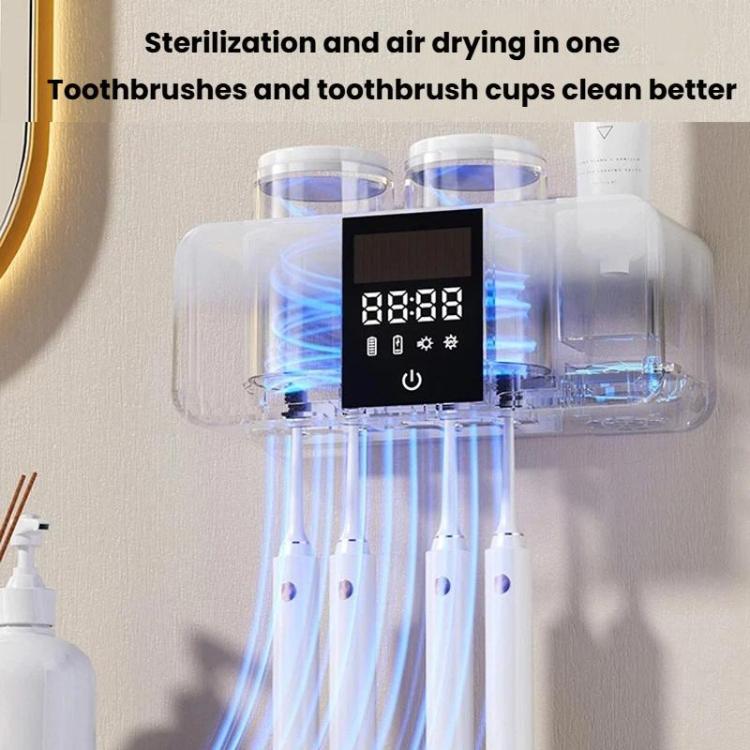UV Sterilizing Smart Toothbrush Holder With Drying Function Wall-Mounted Mouthwash Cup Set