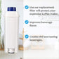 White coffee machine replacement filter cartridge with blue top