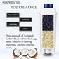 White filter cartridge with blue top and illustrated filtration media