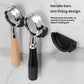 Espresso portafilter handle holders with curved slots, black rack-style mount