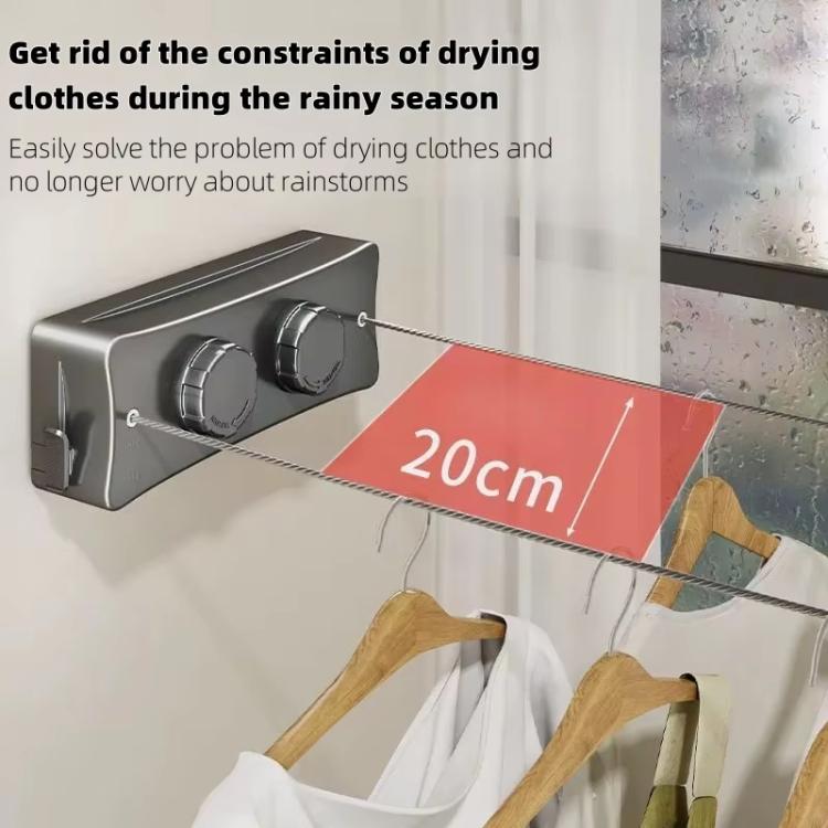 5.1m Invisible Steel Wire Clothesline Indoor Balcony Retractable Drying Rack, Single String White, Single String Black, Single String Gray, Double String White, Double String Black, Double String Gray