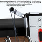 Dashboard-mounted car phone holder base with clamp arms and cord tie-downs
