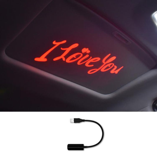 G-301 Universal Car Interior Projection Ambient Light USB High-Brightness Decorative Light, I LOVE YOU Red, I LOVE YOU Blue